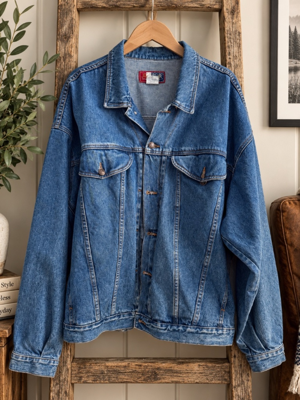 Vintage Jordache America Men’s Denim Jean Jacket XL 100% Cotton Blue Oversized